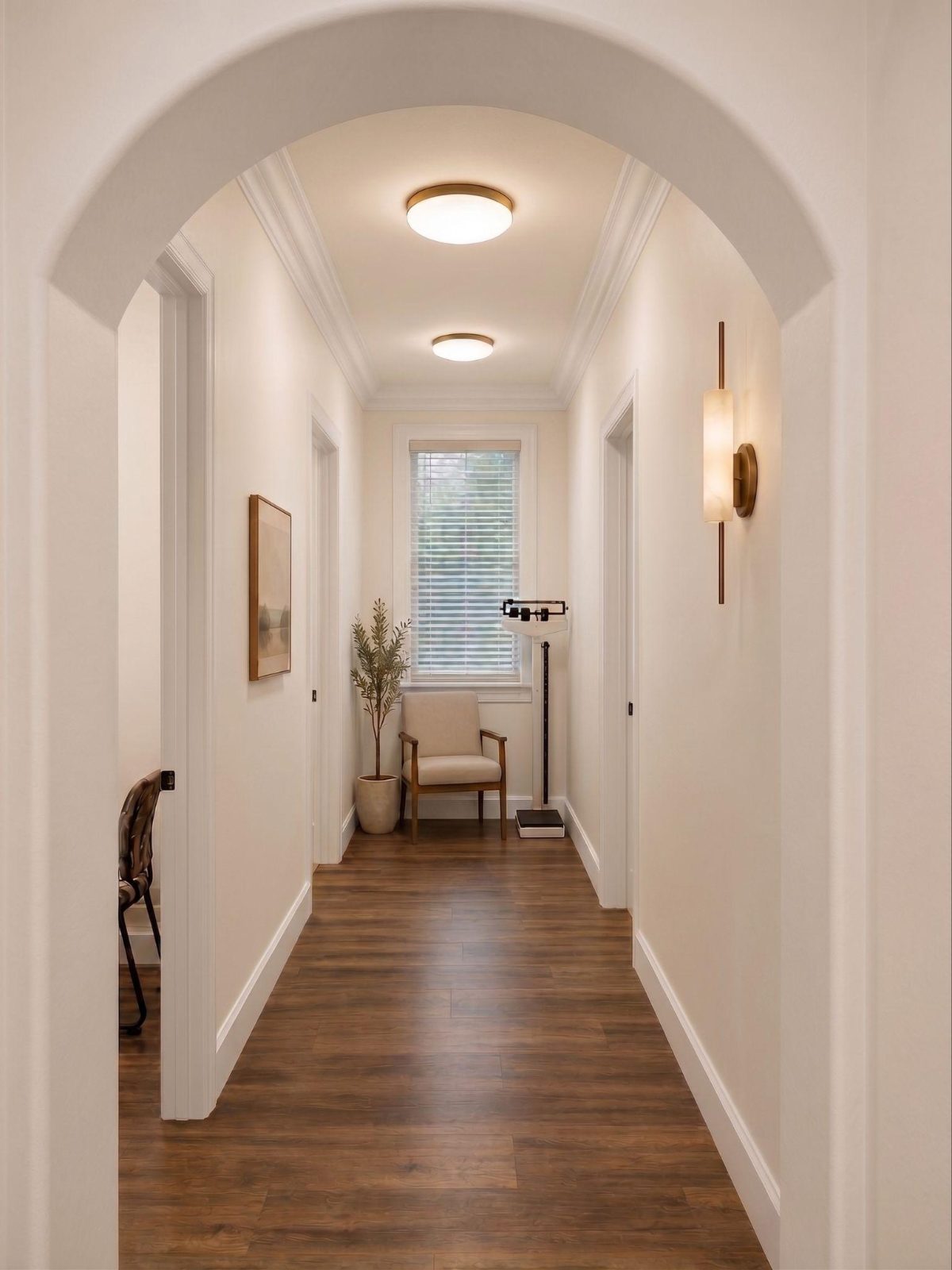 An arched corridor leading to the Aluxor suites